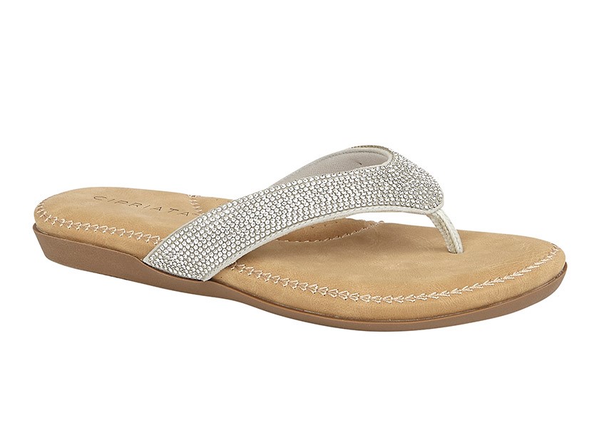 ‘Alcee’ Diamante Sandal – Silver – Elspeth Mills Clothing