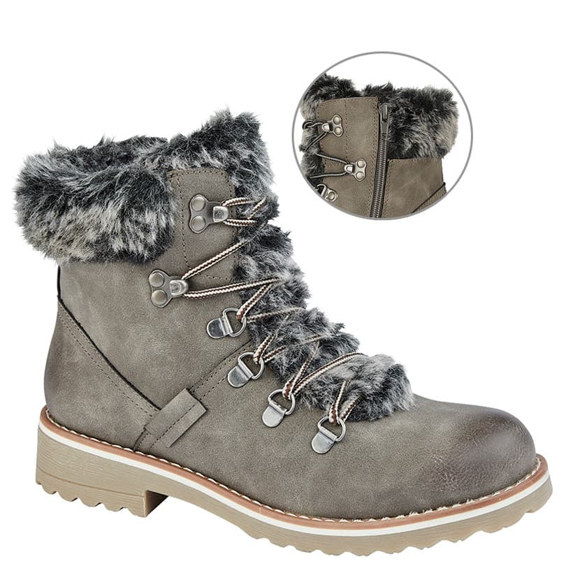 Cipriata – Mariella Hiker Boot With Faux Fur – Grey – Elspeth Mills ...