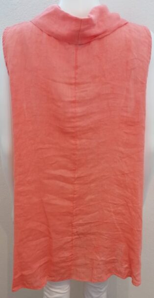 Diverse – Lisa – Sleeveless Cowl Neck Linen Top – Peach – O/S