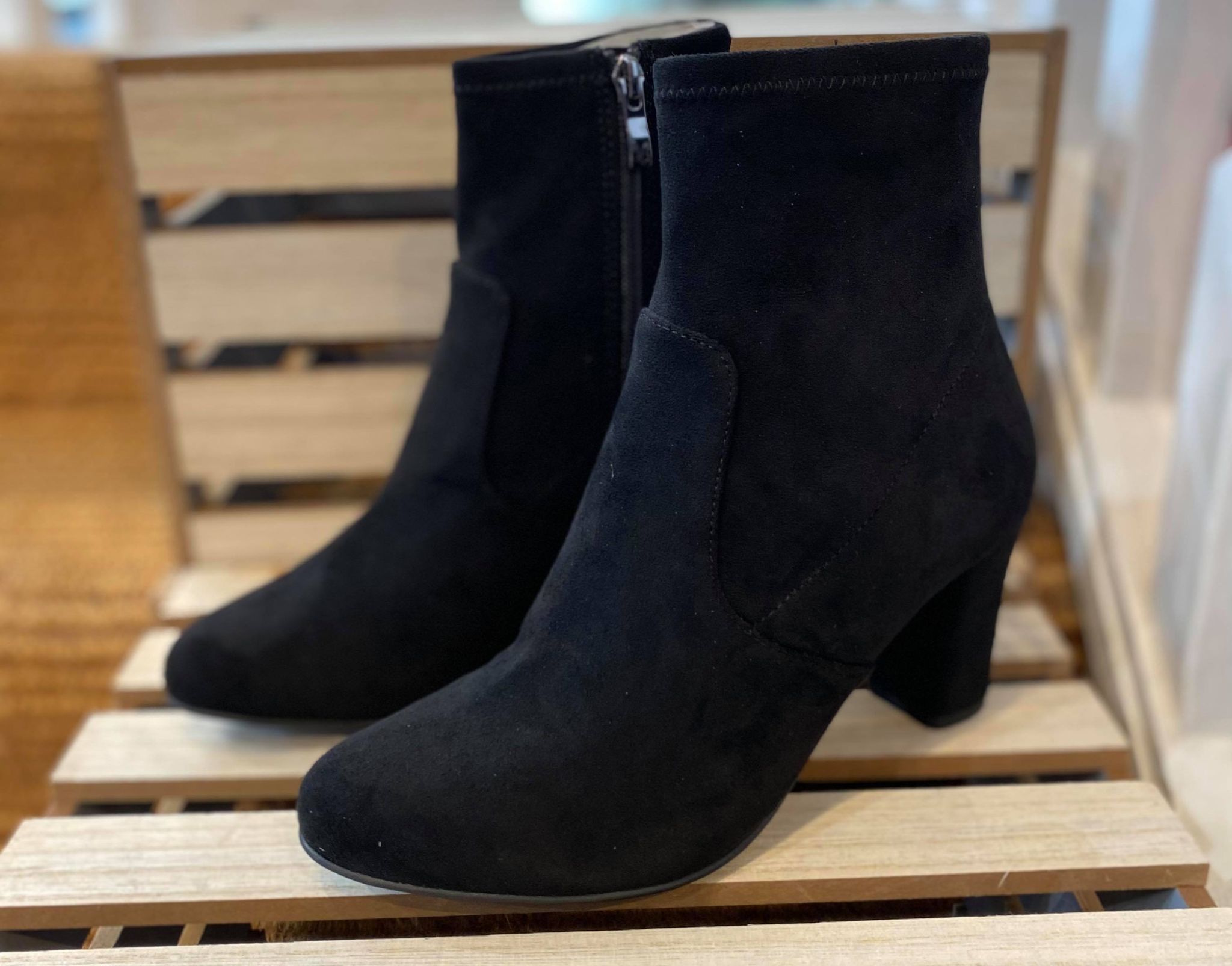 Caprice – Suede Microfibre Stretch Ankle Boots – Black – Elspeth Mills ...