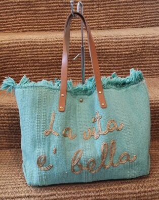 Sarah Tempest – La Vita E Bella – Canvas Bag- Aqua