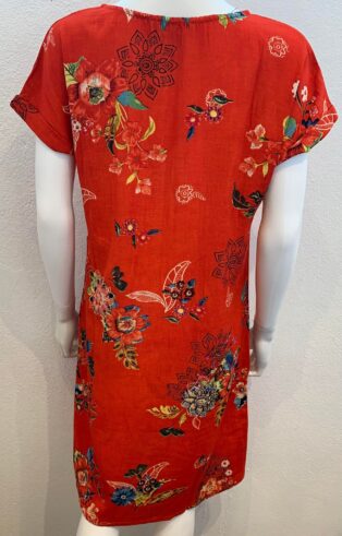 ORIENTIQUE – PERGAMON SHORT SLEEVE DRESS – RED