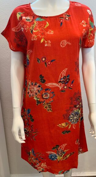 ORIENTIQUE – PERGAMON SHORT SLEEVE DRESS – RED