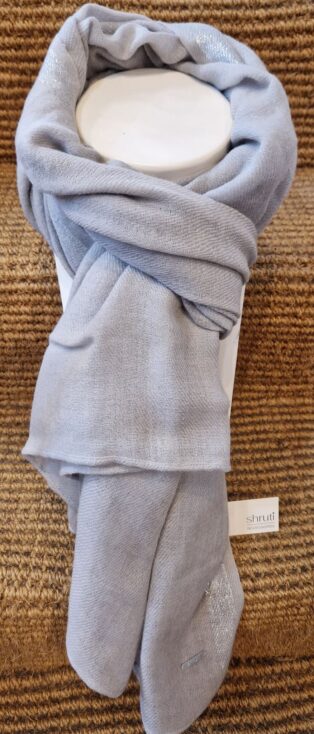 Shruti – Scarf – W/Cashmere – Grey And Silver