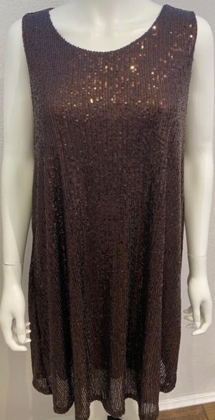 Diverse – Sequin S/L Dress – Chocolate