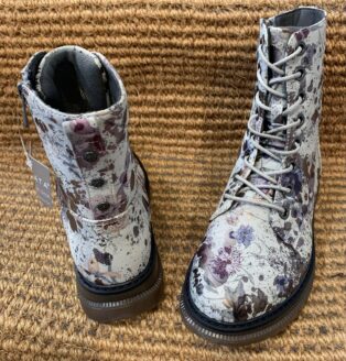 Cipriata – 8 Eye Lace Zip Boot – Grey Floral