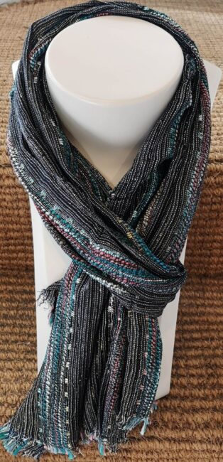 Tara – Lurex Stripe Shawl – Charcoal