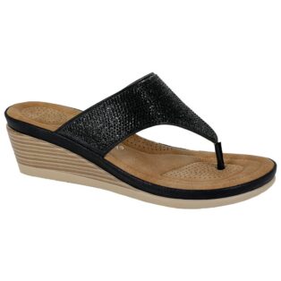 Cipriata – L238A – Toe Post Diamonte Wedge Sandal
