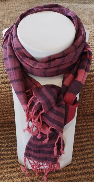 Tara – Cotton Stripe Scarf – Rust