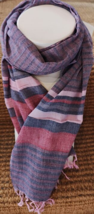 Tara – Cotton Stripe Scarf – Pink