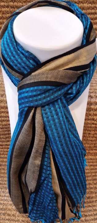 Tara – Satin Stripe Shawl – Teal