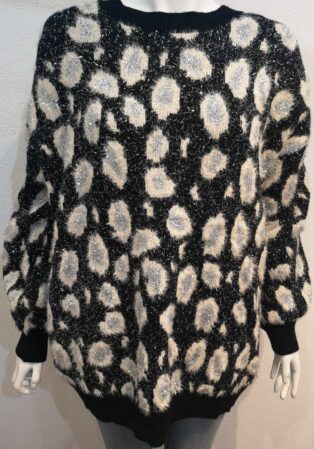 Diverse – Goa – Leopard Print Jumper – Black, Ecru and Silver