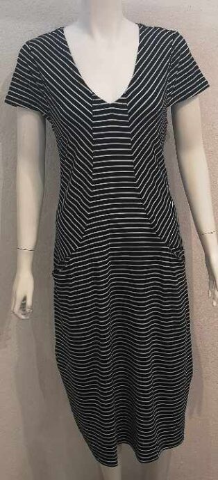 Foil – On The Panel ‘V’ Neck Dress – Stripe Black and White