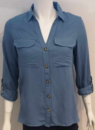 Vero Moda – Bumpy Long Sleeve Shirt – Coronet Blue