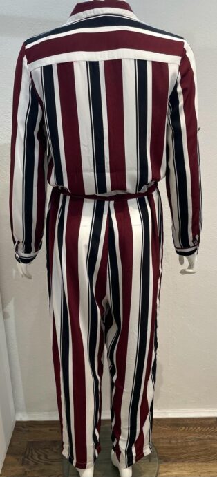 Made In Italy – Elli White Jumpsuit – Black & Marron Stripe