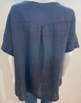 Diverse – Kourtney  Linen Button Top – Navy