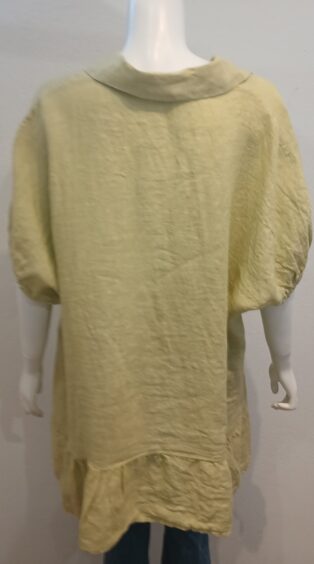 Diverse – Lilibet – 100% Linen Elasticated Sleeve Shirt – Lime