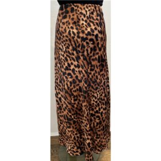 Diverse – Nanette –  Leopard and Satin Skirt – Tan