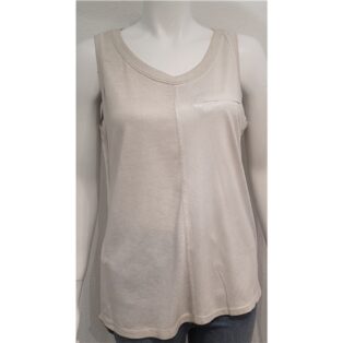 Sarah Tempest – Subtle Silver Hotprint ‘V’ Neck Vest – Sand