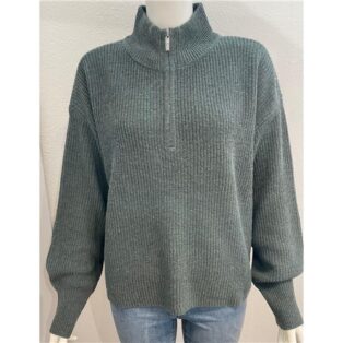 Vero Moda – Zia High Neck Zip Pullover – Balsam Green