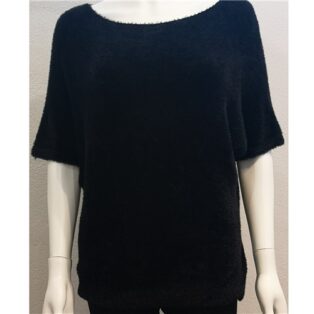 Luxtyle –  Chenille Short Sleeve Jumper – Black