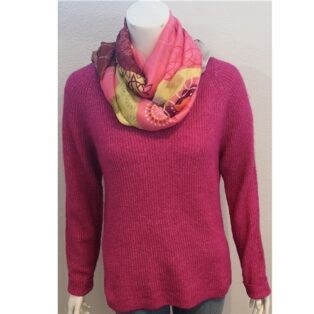 Pieces – Ellen ‘V’ Neck Knit – Festival Fuchsia