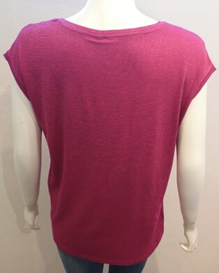 Pieces – Billo Striped Lurex T.Shirt – Festival Fuchsia