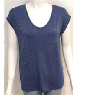 Pieces – Billo Striped Lurex T.Shirt – Bellwether Blue