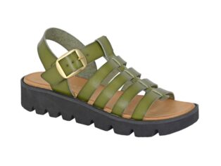 Cipriata –  Azia Strappy Halterback Sandal – Moss Green