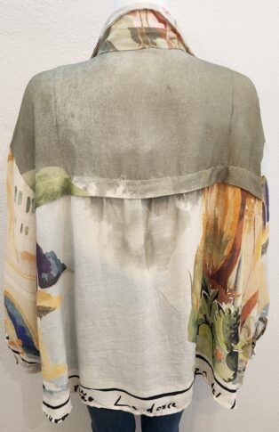 Diverse – Summer – Linen Printed Shirt – Khaki Multi Coloured Print