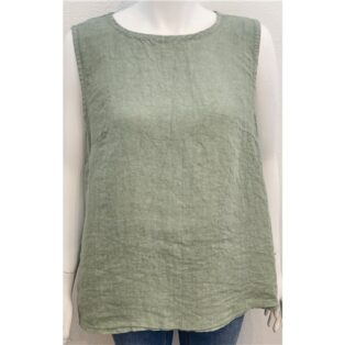 Diverse – Susie – 100% Linen Button Back Top – Sage