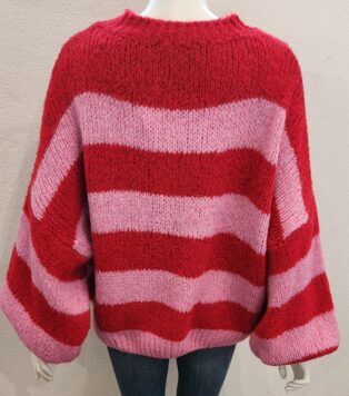 Diverse – Trinny Striped Jumper – Red and Pink