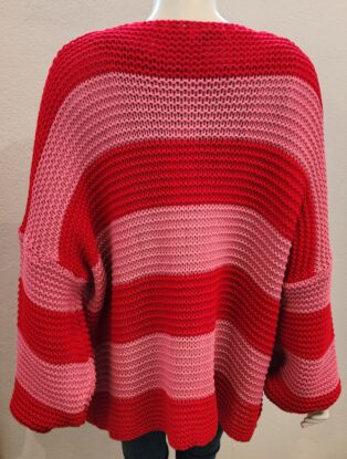 Diverse – Tara Stripe Cardigan – Red and Pink