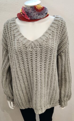 Diverse – Tori Cable Knit Sweater – Silver Grey