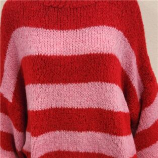 Diverse – Trinny Striped Jumper – Red and Pink