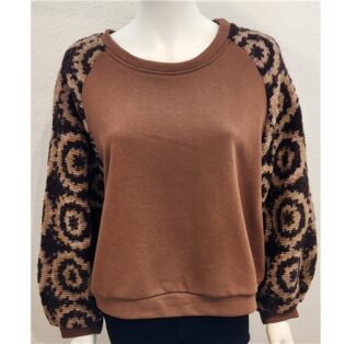 Diverse – Tula Boucle Sleeve Top – Mahogany