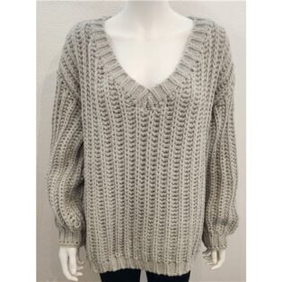 Diverse – Tori Cable Knit Sweater – Silver Grey