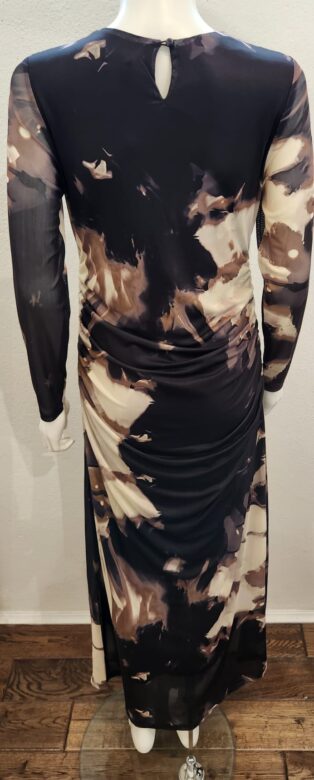 Diverse – Serena Mesh Print Dress – Black Abstract Print