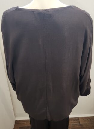 Sarah Tempest – Satin Feel Edge to Edge Jacket – Chocolate