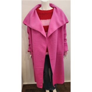 Diverse – Ulrika Boucle Coat – Hot Pink
