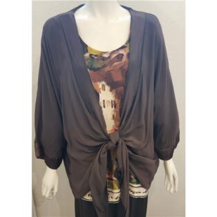 Sarah Tempest – Satin Feel Edge to Edge Jacket – Chocolate