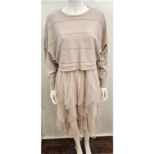 Diverse – Una – Tuille Jumper Dress – Champagne