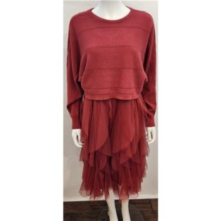 Diverse – Una – Tuille Jumper Dress – Chilli Oil