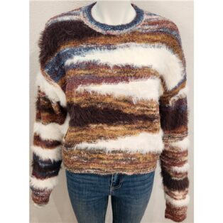 Sarah Tempest  – Rori 01 Cropped Jumper – Plum and Browns