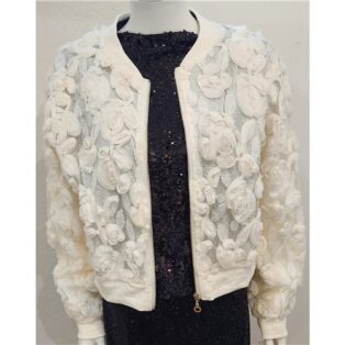 Diverse – Vada – Rose Embellished Jacket – Cream