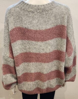 Diverse – Trinny Striped Jumper – Pink and Grey