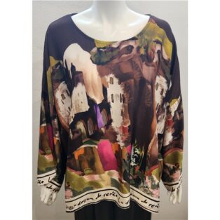 Sarah Tempest – Boxy Top with Scenic Print – Multicolour