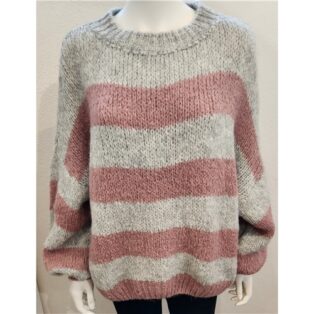 Diverse – Trinny Striped Jumper – Pink and Grey