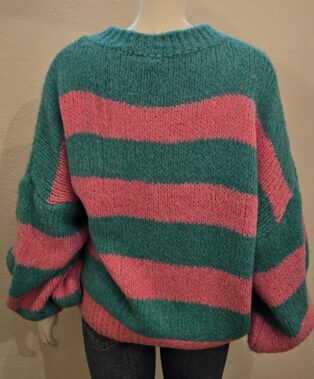 Diverse – Trinny Jumper – Pink and Jade Bold Stripes
