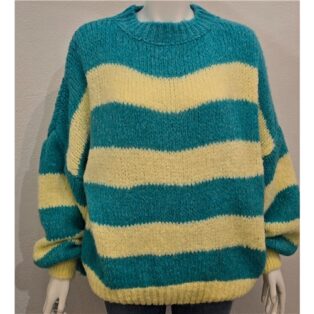Diverse – Trinny Jumper – Lemon and Jade Broad Stripe